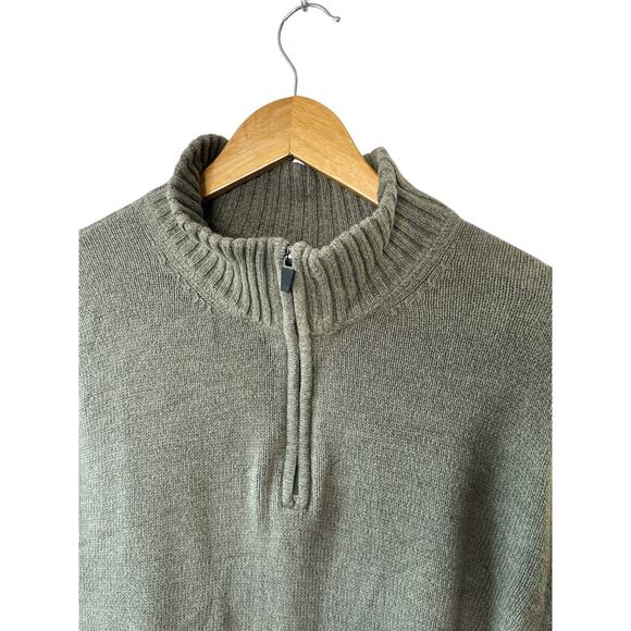Eddie Bauer Green 1/4 Zip Medium Weight Knit Long Sleeve Sweater Men's Large - Picture 4 of 6